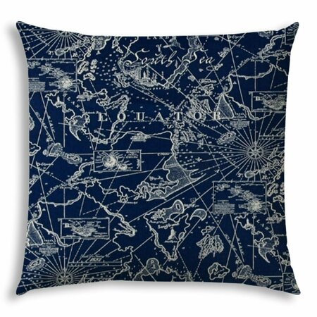 PALACEDESIGNS 20 in. Navy & Tan Nautical Indoor & Outdoor Sewn Throw Pillow PA3651924